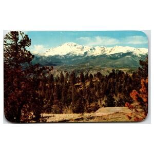 Pikes Peak Colorado Scenic View from Rampart Range Road Chrome Postcard